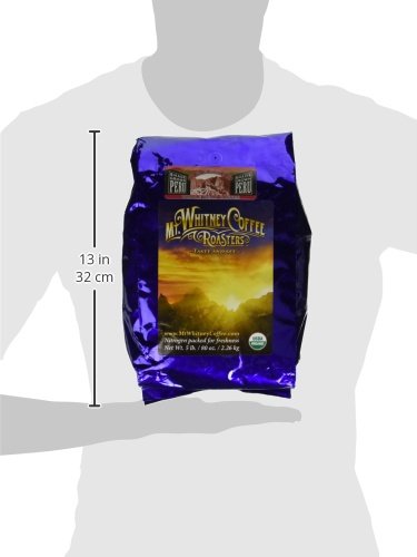 Mt. Whitney Organic Shade Grown, Low Acid, Coffee from Peru (Whole Bean, 5 Lb)