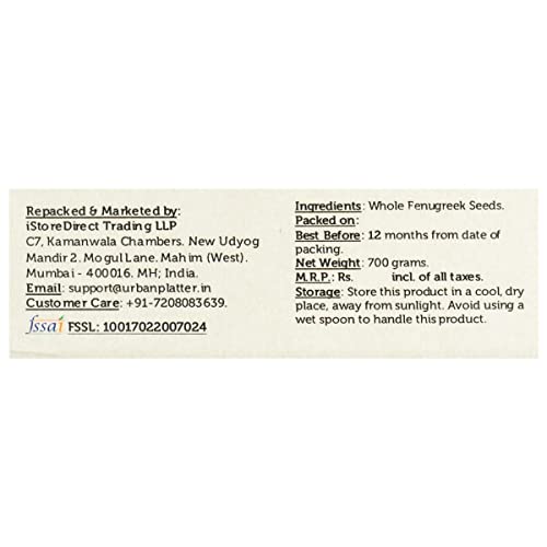 Urban Platter Dried Fenugreek Seeds, 700G (Methi Dana | Used For Microgreen Sprouting)