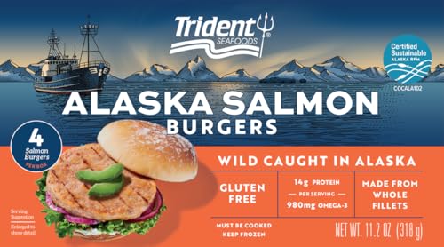 Trident, Alaskan Salmon Burgers (Frozen), 11.2 Oz