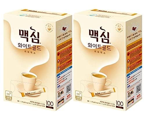 Maxim Coffee Mix, Instant Coffee (         ) 100 Sticks/Pack (White Gold, 100 Sticks X 2 Box)