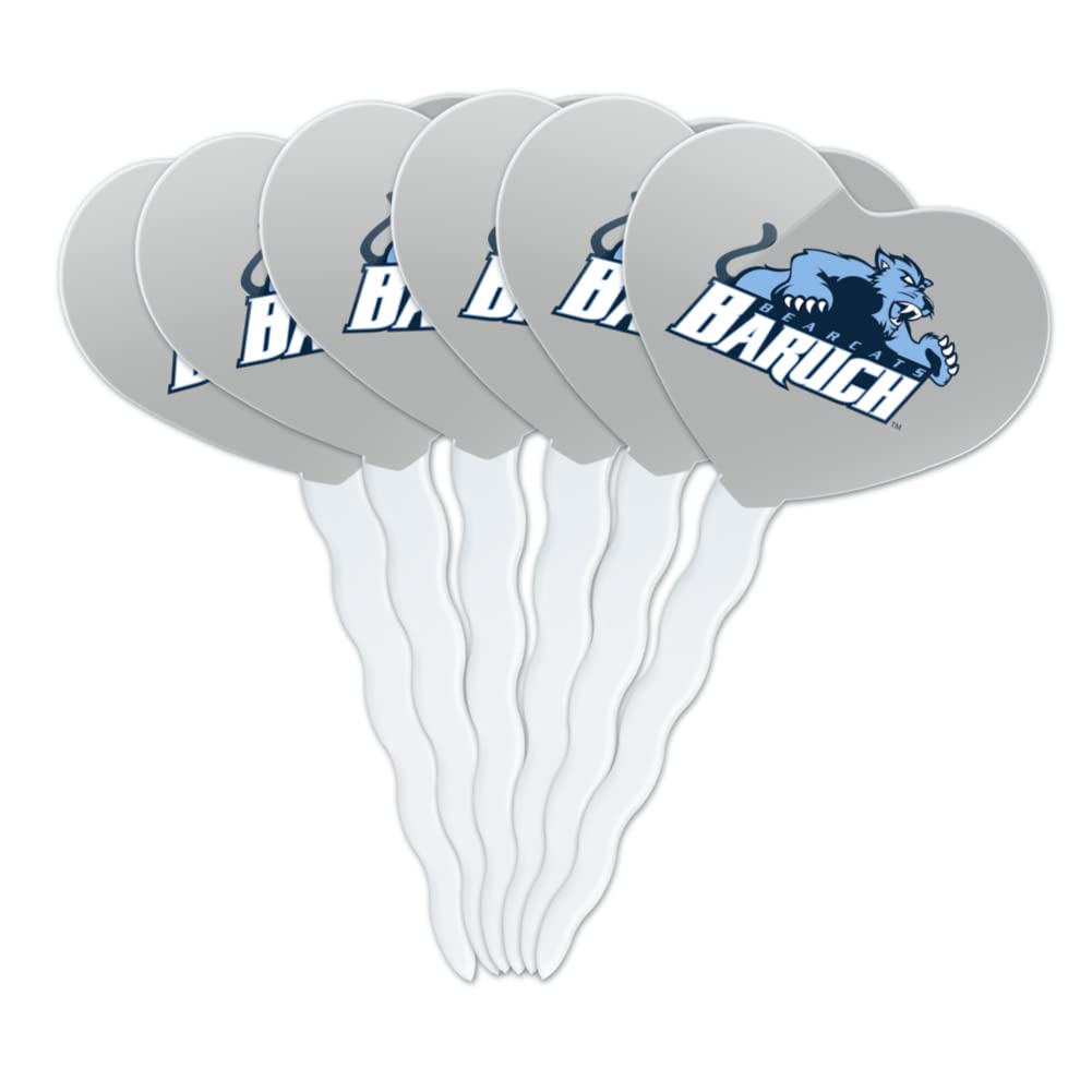 GRAPHICS & MORE Cupcake Picks Set of 6, Acrylic, Baruch College Heart Love Design