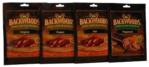 Lem Products Backwoods Snack Stick Seasonings Variety Pack, Includes Original, Hot, Pepper, And Pepperoni Flavors, Ideal For Wild Game And Domestic Meat, 20.17 Ounce Package With Pre-Measured Cure Packet Included