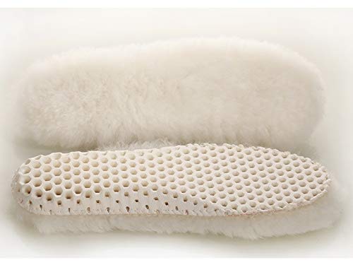 Happystep Genuine Sheepskin Lambswool Cushioning Shearling Winter Insoles With Honeycomb Sporting Sole (Women 6)