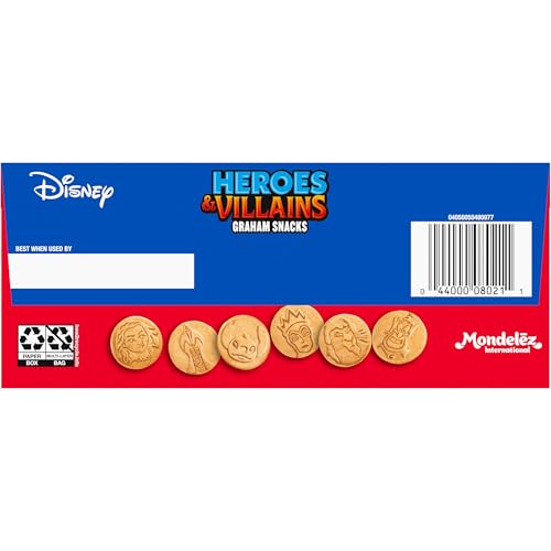 Disney Heroes and Villains Graham Snacks, Custom Cookies Variety Pack, 10-1 oz Kids Snack Packs