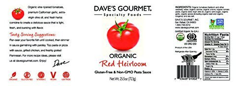 Dave's Gourmet Pasta Sauce, Tomato, Organic Red Heirloom, 1.59 Pound