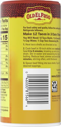 Old El Paso Taco Seasoning, Original, Large Size, 6.25 oz.