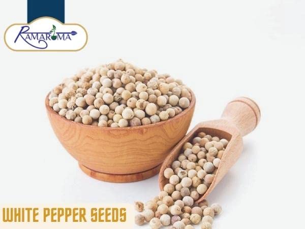 Ramaroma White Pepper (Peppercorns) Whole, Spice 3Oz (100G) ~ (Safed Mirch Sabut) All Natural | Vegan | Gluten Friendly| Non-Gmo