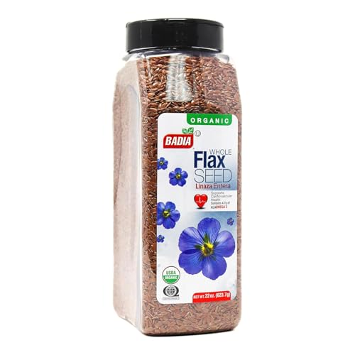 Badia Organic Flax Seed Whole, High in Fiber & Omega-3, 22 oz, 1.37 lb