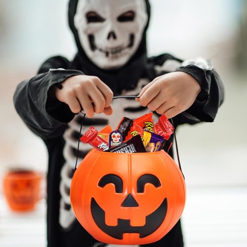 Halloween Candy Gift Basket - Trick Or Treat Pre-Filled Pumpkin Bucket Assorted Individually Wrapped Chocolate Candies Variety For Kids And Mature-Themeds - 20Oz Care Package Gift For College Students & Parties - Taboom