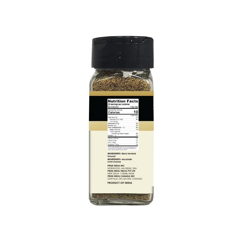 Pride Of India Black Mustard Seed Ground - Gourmet Spice - 2.6 oz Sifter Bottle