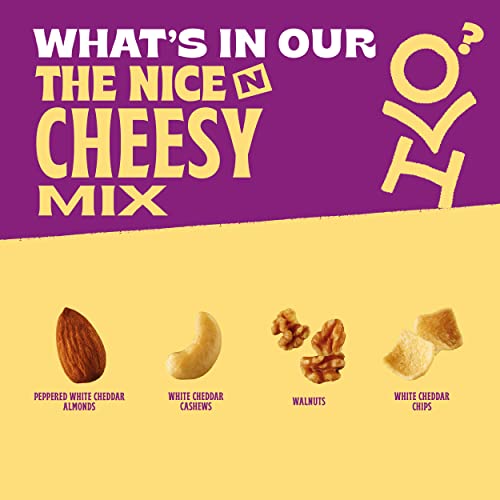 Orchard Valley Harvest Nice N Cheesy Mix, 1.85 oz (Pack of 14), White Cheddar Almonds, Cashews, Chips, Walnuts, Resealable Bag,