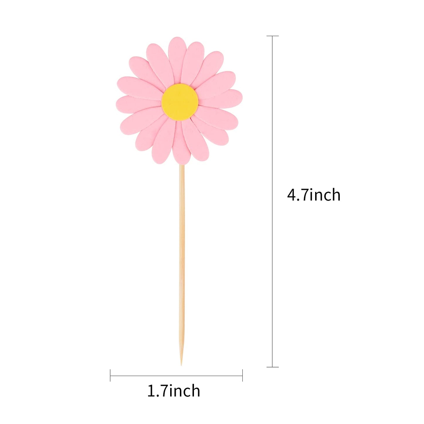 36 Pcs Daisy Cupcake Toppers, Pink Flower Cake Topper, Daisy Cake Decorations Toothpicks Chrysanthemum Cupcake Toppers, Spring D
