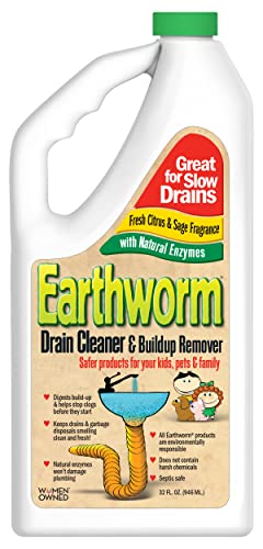 Earthworm Drain Cleaner - Clog Remover - Drain Opener / Deodorizer - Natural Enzymes, Safer For Families, Environmentally Respon