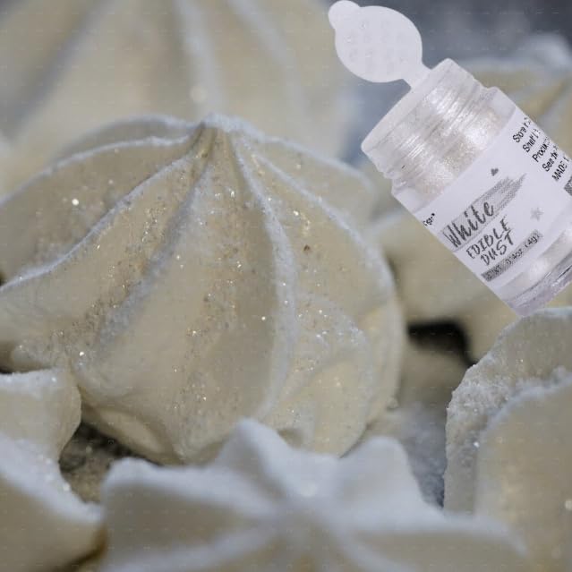 Sujoygar Edible Glitter Powder for Baking, White Luster Dust, 4g Size, Ideal for Cakes, Cupcakes, and Cocktails