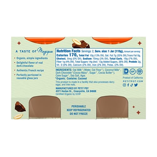 Petit Pot | Organic French Dessert | Plant-Based Oatmilk Chocolate | Gluten-Free | Kosher | Ready-to-Eat | No Artificial Ingredi
