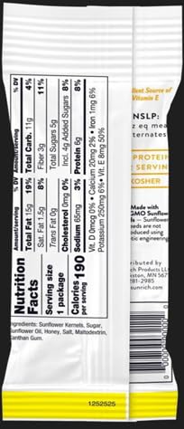 Honey Roasted 20 Individual Travel Snack Packs, Sunrich Snacks, Rich in Vitamin E, Protein, and Fiber, Non-GMO and Kosher, Nut a