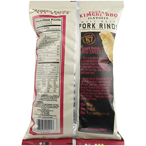 Southern Recipe Small Batch Pork Rinds, Korean Kimchi BBQ, No Artificial Colors, 0g Trans Fat, Gluten Free, 4 Ounce (Pack of 6)