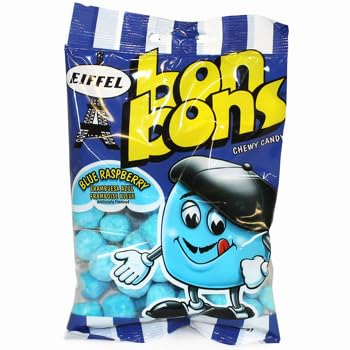 Eiffel Bon Bons Variety 2 Pack  4 Ounce Each (Pack of 2) Blue Raspberry & Strawberry  Chewy Candy Snack  The Hampton Popcorn & Candy Company