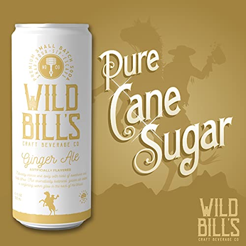 Wild Bills Ginger Ale Soda - Classic Craft Soda, Caffeine Free, Made with Pure Cane Sugar, 12 Oz, 12 Pack