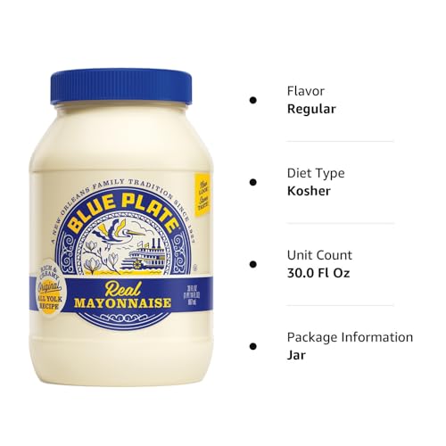 Blue Plate Real Mayonnaise, 30-Ounce Jar, Homestyle Mayo For Chicken Salad to Deviled Eggs