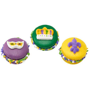 Mask, Crown And Fleur De Lis Edible Sugar Cake Toppers, 24 Count