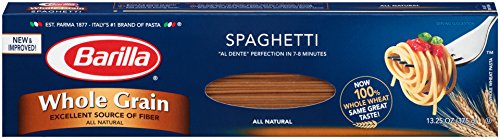 Barilla Whole Grain Pasta, Spaghetti, 13.25 Ounce, (Pack of 20)