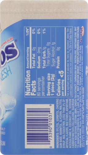 Mentos Pure Fresh Sugar-Free Chewing Gum with Xylitol, Fresh Mint, in a recyclable 90% Paperboard Bottle, 80 Piece (Pack of 4)