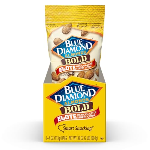 Blue Diamond Almonds BOLD Elote Flavored Snack Nuts, 4oz Shareable Size, Pack of 8