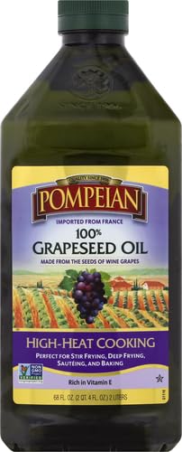 Pompeian 100% Grapeseed Oil, Light And Subtle Flavor, Perfect For High-Heat Cooking, Deep Frying And Baking, 68 Fl. Oz.