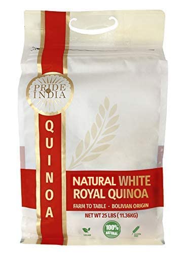 Natural Royal Bolivian White Quinoa - 25 Pound Bulk Bags - Bold Flavorful Prewashed Whole Golden Grains 6G Protein 3G Fiber - Su