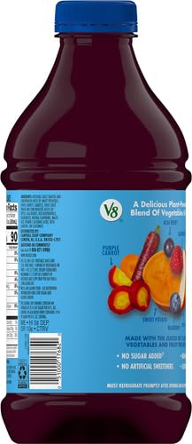 V8 Acai Mixed Berry 100% Fruit and Vegetable Juice, 46 fl oz Bottle (Pack of 4)