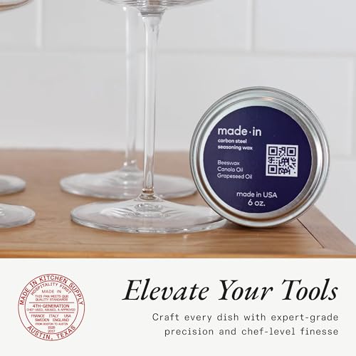 Made In Cookware - Carbon Steel Seasoning Wax (6 Oz) - Crafted in Canada - Rice Bran Wax, Canola Oil and Grapeseed Oil
