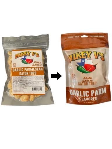 Mikey Vs Garlic Parmesan Gator Toes, Deep Fried Garlic Snacks, 3.9 oz.