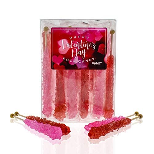Valentine'S Day Rock Candy Crystal Sticks - 18 Indiv. Wrapped - Red & Pink