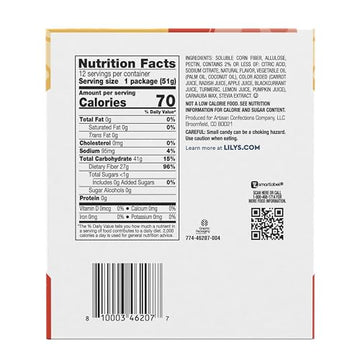 Lilys Gummy Bears, Assorted Fruit Flavored, No Sugar Added, 1.8 oz (12 Count), Multicolor