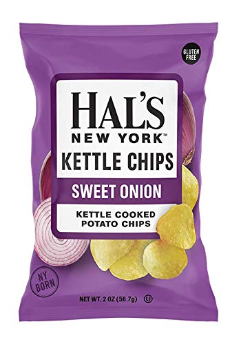 Hal'S New York Kettle Cooked Gluten Free Sweet Onion Flavored Potato Chip Crisps, 2 Oz (Pack Of 24)