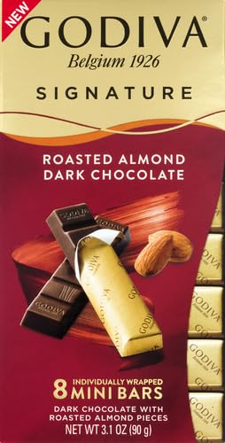 Godiva Chocolatier Dark Chocolate Mini Bars - Roasted Almond - 3.1oz - Pack of 1 - Chocolate