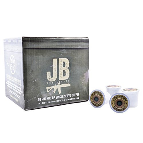 Black Rifle Coffee Just Black Medium Roast Coffee Pods, 50 Count, Cocoa and Vanilla Aroma, Bold Flavor, Model 31-006-50C, Black