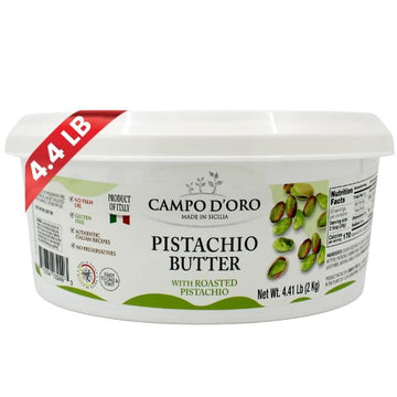 CAMPO D'ORO - Pistachio Butter Cream Bulk, 4.4 lb (2 kg), Rich & Nutty for Ice Cream, Dubai Pistachio Chocolate Bars, and More, 