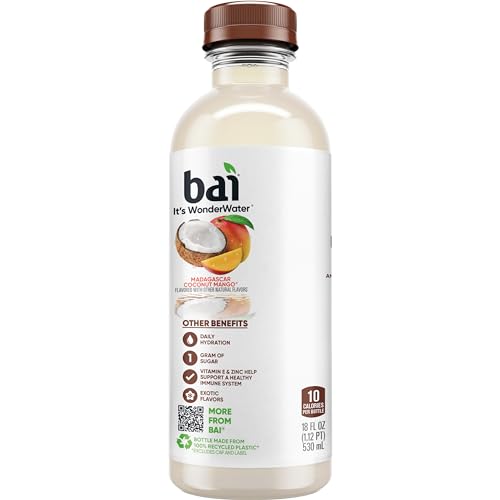 Bai Antioxidant Infused Water Beverage  Madagascar Coconut Mango  with Vitamin C and No Artificial Sweeteners  18 Fluid Ounce Bottle  12 Pack