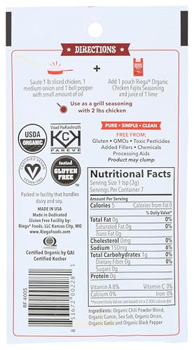 Riega Organic Chicken Fajita Seasoning Pouch 0.71 Oz