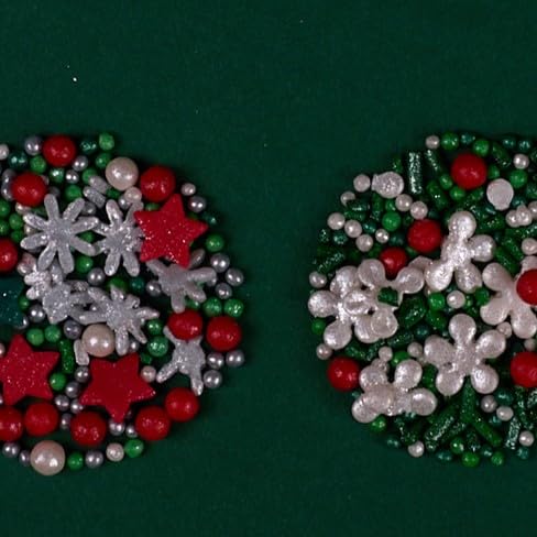 Confect Christmas Sprinkles | Sprinkles for Baking & Cake Decorative | Assorted pack of 5 Silver, Red, Green & White I Heart, st