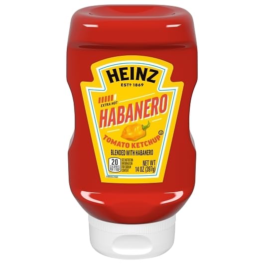 Heinz Habanero Tomato Ketchup, Hot and Spicy, 14 oz Squeeze Bottle