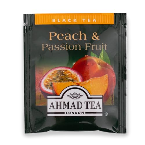 Ahmad Tea Black Tea, Peach & Passion Fruit Teabags, 20 Ct (Pack Of 1) - Caffeinated & Sugar-Free