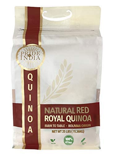Natural Royal Bolivian Red Quinoa - 25 Pound Bulk Bags - Bold Flavorful Prewashed Whole Grains 6G Protein 3G Fiber - Superb Valu
