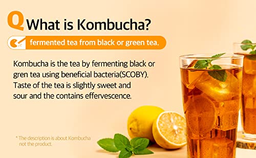 ?30 Sticks l Rawel Kombucha Tea Powdered Drink Mix Probiotics & Prebiotics - Sugar Free and Fat Free (Lemon)