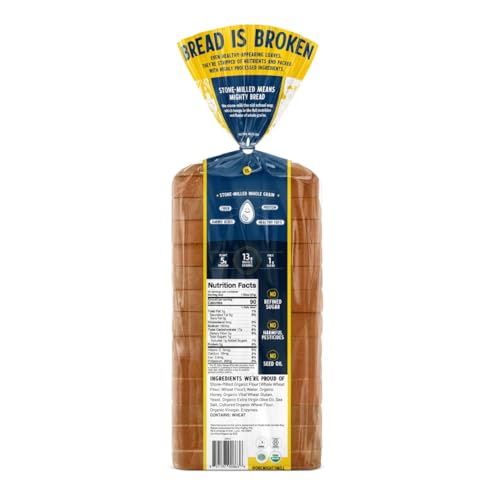 One Mighty Mill Whole Wheat Bread, 100% Organic, Fresh-Milled, Stone-Ground Flour - No Preservatives or Artificial Ingredients,