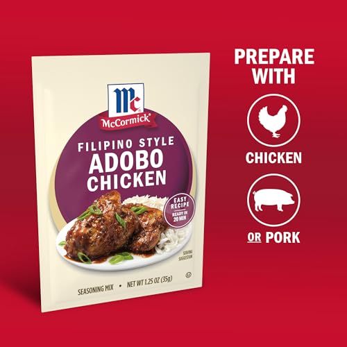 McCormick Seasoning Mix  Filipino Style Adobo Chicken  For Savory  Sweet & Tangy Filipino Style Adobo Chicken in Just 20 Minutes  1.25 oz (Pack of 12)