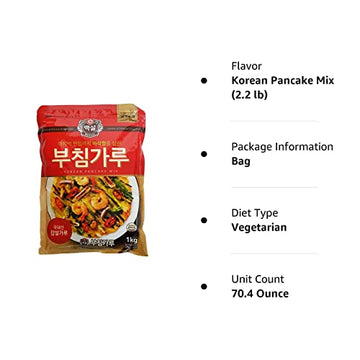 Cj Beksul Frying Mix / Korean Pancake Mix (백설 튀김가루 / 부침가루) (Korean Pancake Mix (2.2 Lb), 2 Pack)