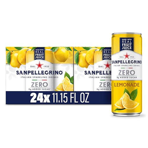 Sanpellegrino Zero Grams Added Sugar Italian Sparkling Drinks Lemonade, Sparkling Lemon Beverage, 24 Pack Of 11.15 Fl Oz Cans